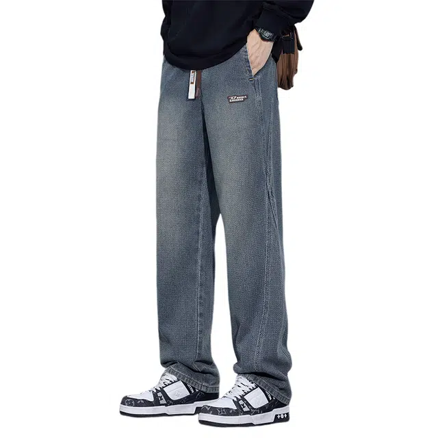 赛瀚 美式复古宽松直筒水洗牛仔裤男款潮流百搭秋季厚款舒适亲肤显瘦显高男装长裤少年高街外穿通勤时尚男裤 男女同款