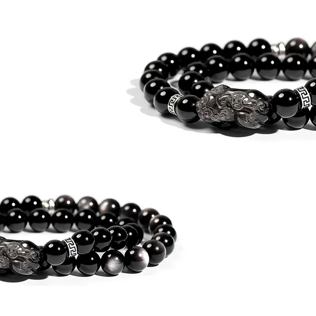 玉临门 以爱之名 中式貔貅手饰 文玩串可盘 财运亨通 转运上岸 平安喜乐 石来运转 上上签#好运 黑曜石 手串 男女同款情侣款