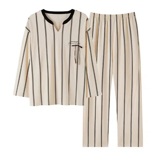 芬腾可安 春秋柔软带杯垫设计百搭少女感慵懒宽松显瘦亲肤家居服睡衣套装 女款