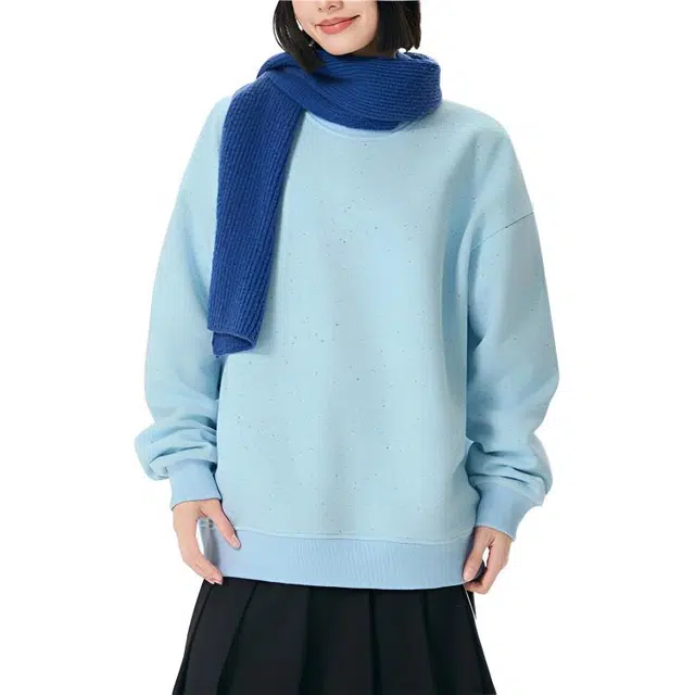 左岸 美式高街时尚简约百搭纯色长袖设计圆领个性垂感宽松透气舒适柔软店帅青少年韩系潮牌卫衣 男女同款