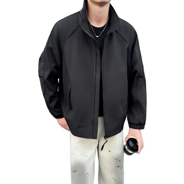 加荣 美式解构骑兵立领夹克男装秋季潮牌痞帅飞行上衣拼接机能冲锋衣男款小众设计感休闲百搭运动工装男士高级感开衫外套 男女同款