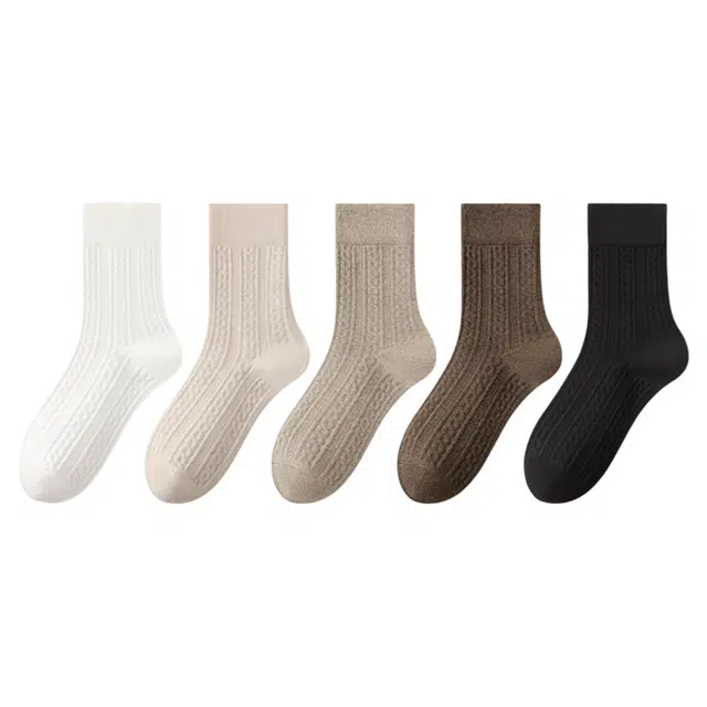 潞优野 百搭时尚舒适吸汗抗菌防臭棉袜复古麻花潞优野 女款