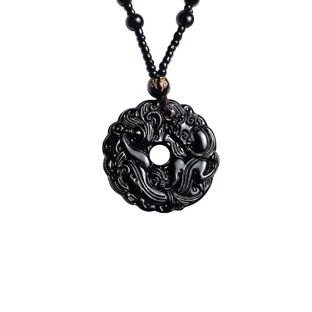 梨云暮雪 霸气酷黑吞金貔貅平安扣 搭配六字箴言 招财纳福转运 小众森系 时尚百搭 高级感#好运 琉璃 吊坠 男女同款情侣款