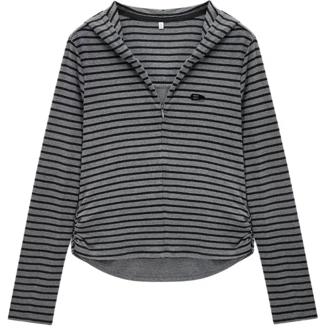 爱依服 条纹显瘦连帽设计卫衣 女款