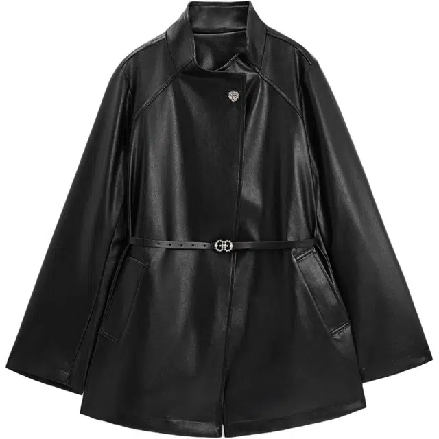 爱依服 时尚通勤气质纯色常规长袖大衣 女款