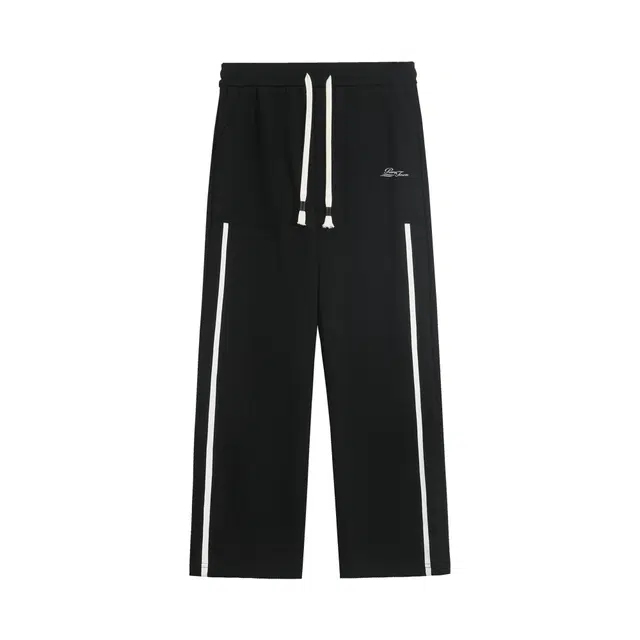 黑恐龙 美式高街潮流字母印花立体侧面拼色线条中腰系带简约直筒垂感时尚百搭舒适宽松户外运动日常通勤长裤休闲裤 男女同款