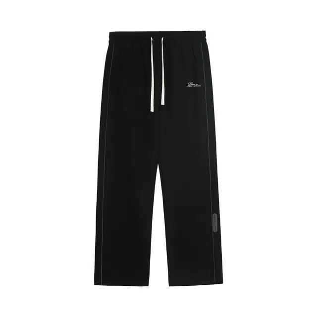 黑恐龙 美式高街潮流字母印花立体纯色简约直筒中腰系带垂感时尚百搭舒适宽松无性别主义户外运动日常通勤长裤休闲裤 男女同款