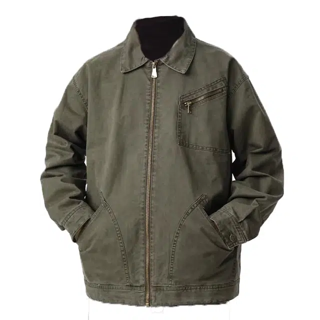 一碗士多 美式复古百搭小众拼接水洗工装高端猎装外套宽松通勤日常出街拍照休闲落肩袖翻领飞行员夹克 男女同款