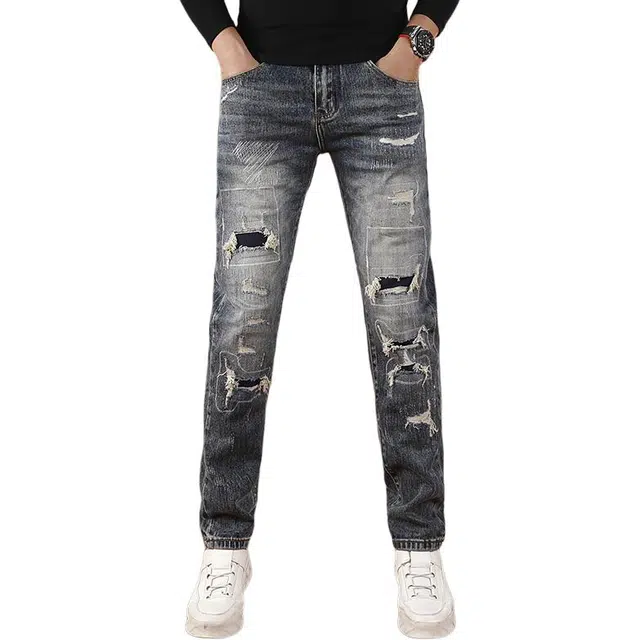 吉肯蒂 秋季高端弹力修身小直筒男士时尚长裤牛仔裤 男款