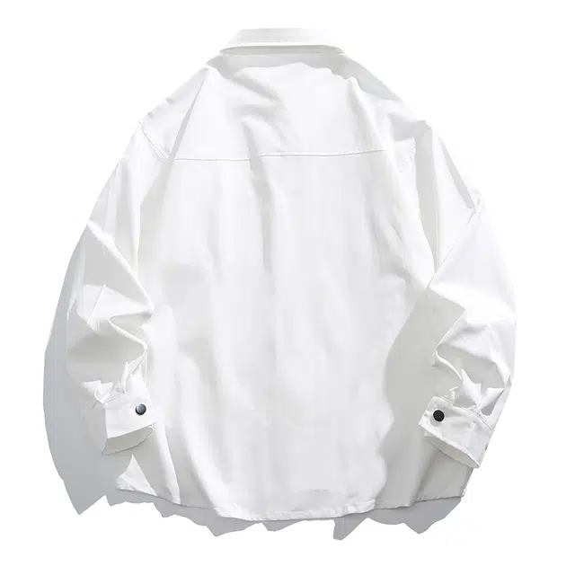 左岸 美式复古百搭纯色长袖设计翻领时尚简约潮流宽松透气个性韩系小众学院风高街潮牌衬衫 男款