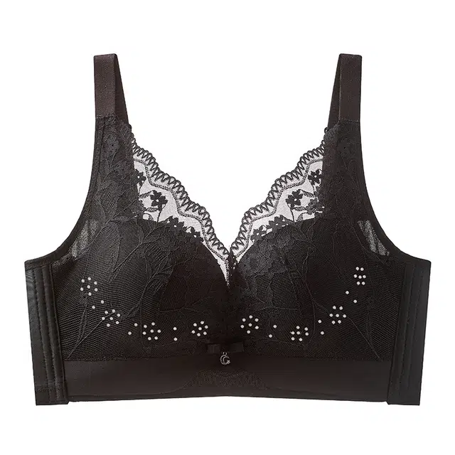 图兰朵 法式蕾丝聚拢透气大胸显小薄款小胸专用无钢圈加宽侧翼遮副乳轻盈不易变形舒适柔软文胸 女款