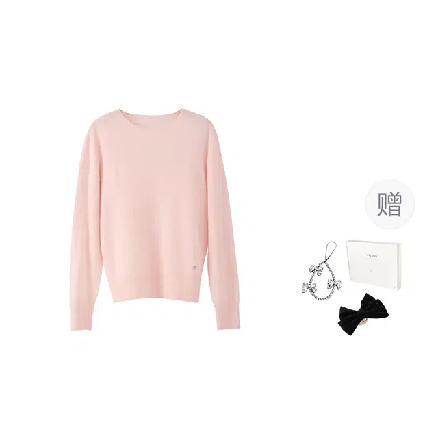 法儿家 彩虹舒芙蕾初秋韩系氛围感简约纯色羊绒毛衣 女款