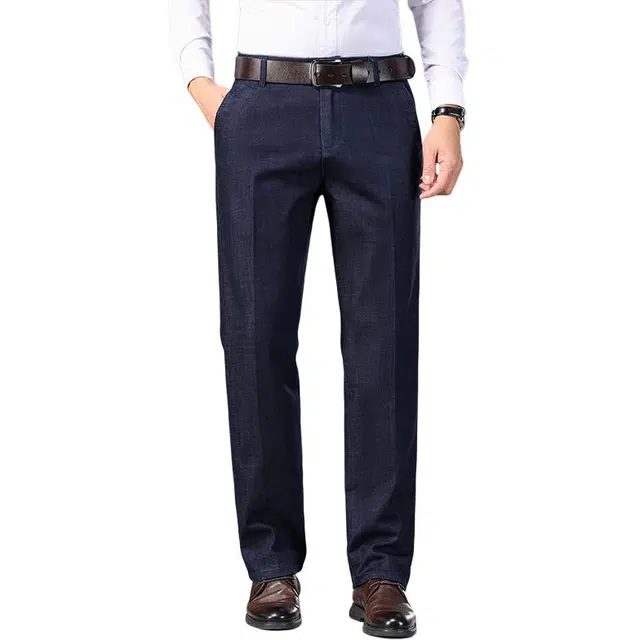 老爷车 男装秋季厚款商务直筒耐磨休闲绅士纯色基础款大众牛仔裤 男款