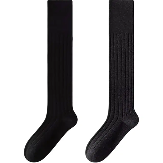 妮轻 纯棉过膝显瘦纯色简约高筒袜 女款