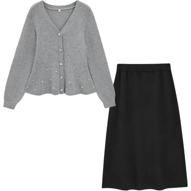 爱依服 法式优雅气质通勤毛织裙装套装 女款