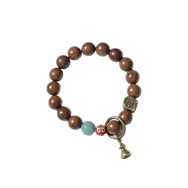 仙园韵 新中式国风诸事顺利招财转运个性手作民族风格独特设计四面方珠#好运 金丝檀木 手串 男女同款情侣款