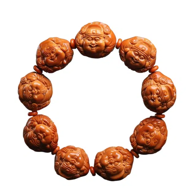 宣华意 大发横财手工雕刻财神文玩 国潮新中式复古 轻奢高端 聚财核雕 财源广进#好运 橄榄核 手串 男款