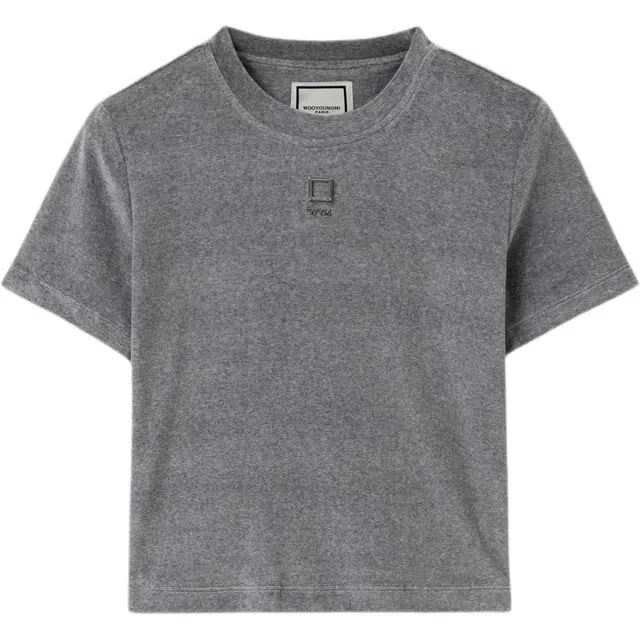 WOOYOUNGMI Cotton Velour Cropped T-shirt FW25T