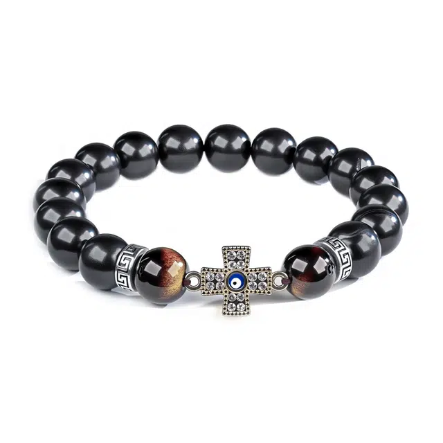 古韵归龙山文创 国潮复古新中式简约设计高级感个性嘻哈时尚潮流创意设计十字架念珠文玩新宠吉祥如意#好运 黑檀 手串 男女同款情侣款