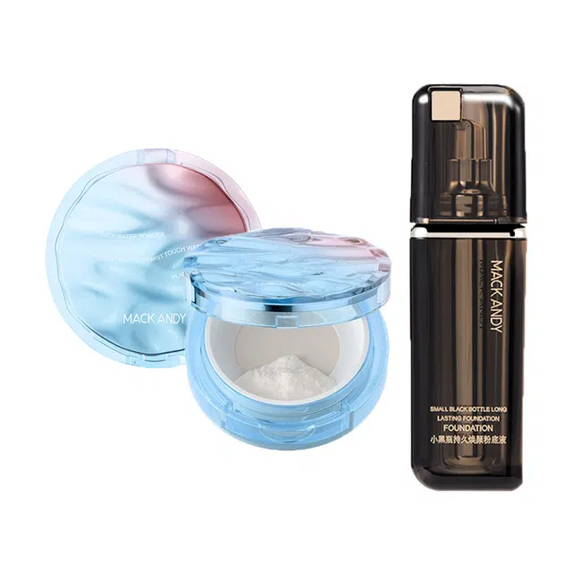 玛可安迪 水散粉+粉底液组合套装 控油易上色自然防水彩妆磨皮哑光雾面不脱妆不卡粉提亮肤色均匀肤色