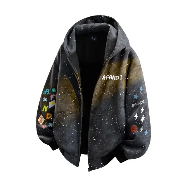 阿凡迪 扎染设计脏脏风美式复古学院风多巴胺彩色卡通闪电篮球涂鸦品牌字母印花宽松舒适休闲百搭无性别主义日常通勤连帽卫衣 男女同款