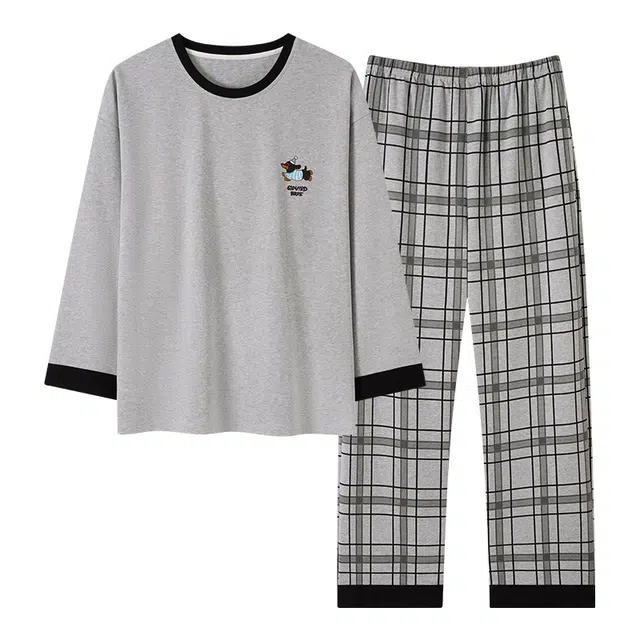 芬腾可安 春秋柔软带杯垫设计少女感慵懒宽松显瘦百搭亲肤家居服睡衣套装 女款