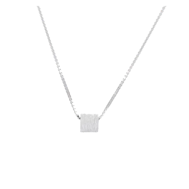 【999银方糖】 色菲尔 韩式拉丝方块锁骨链 幸运小方块简约时尚高级优雅几何个性小众设计气质日常通勤百搭可调节 银 项链 女款