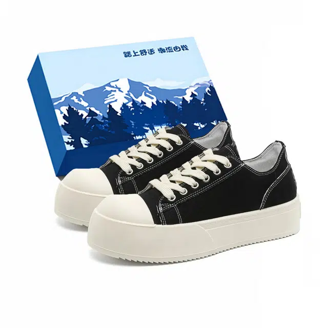 小鹿米利 秋季运动休闲情侣板鞋学生厚底增高百搭潮鞋 低帮 帆布鞋 女