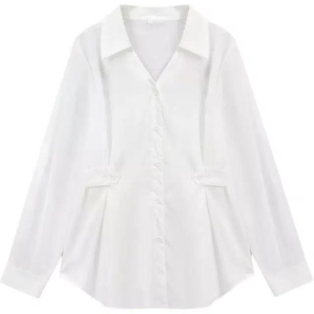 爱依服 简约通勤气质常规长袖韩式衬衫 女款