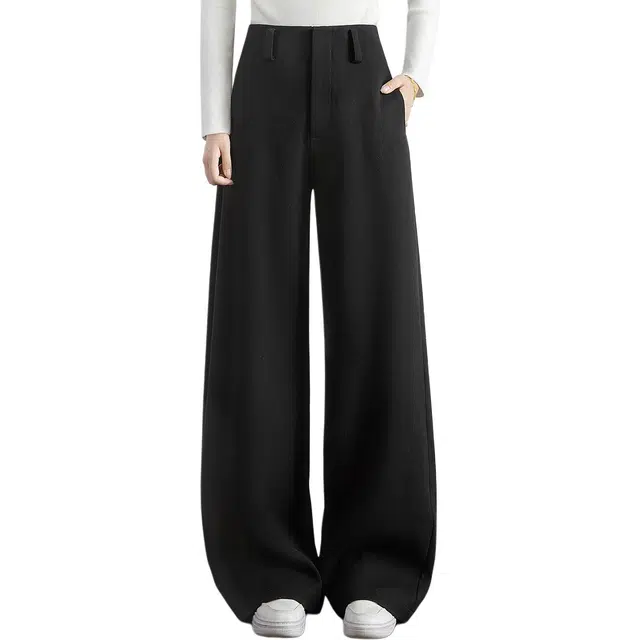 丝柏舍 纯色长款简约阔腿高腰宽松款气质通勤遮肉休闲裤 女款