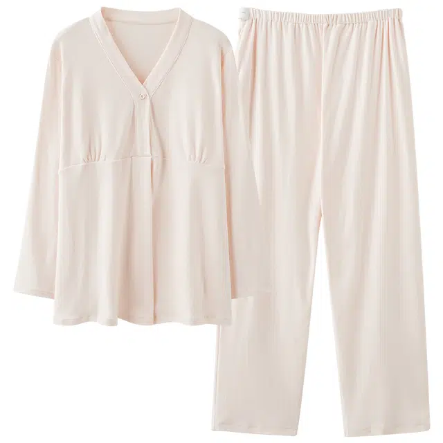 俏薇妮 月子服纯春秋产后孕妇棉产妇待产喂奶哺乳吸汗睡衣套装 女款