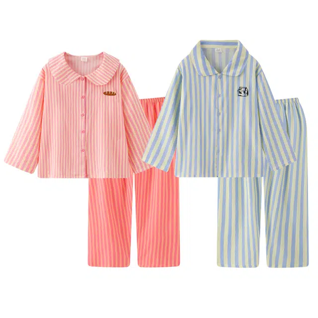 静英鸾 秋季条纹时尚简约风休闲舒适可外穿家居服睡衣套装 男女同款