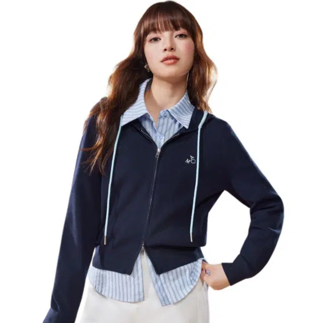 爱依服 简约纯色休闲针织衫 女款