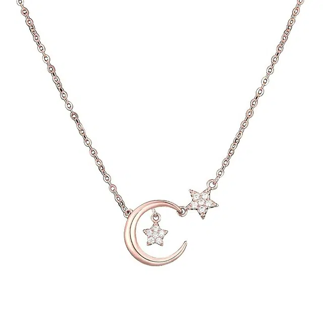 兰盈 星星月亮轻奢小众#好运 人造水晶 项链 男女同款情侣款
