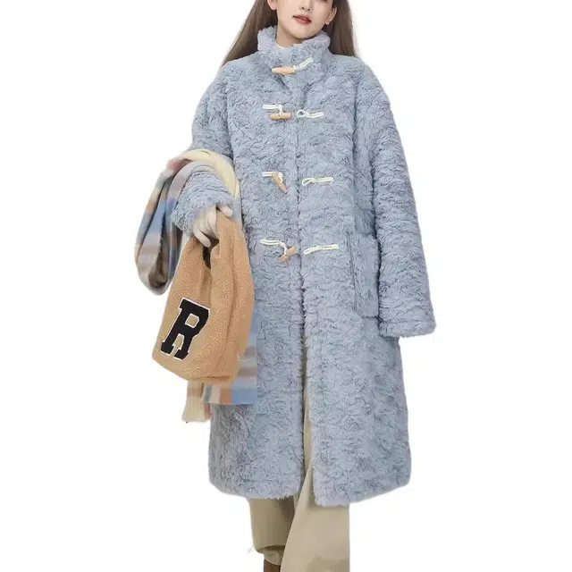 邓大喵 长款牛角宽松外套棉服皮草 女款