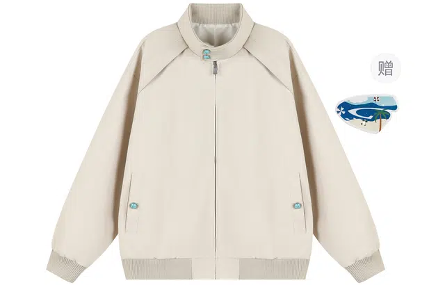 港仔文艺男 美式工装飞行员立领小立扣设计感拼接解构高街复古插肩袖上衣简约百搭夹克外套 男女同款