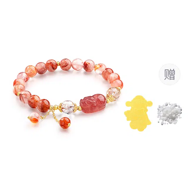 【破困局冲小人】 金六福吉祥 海棠红貔貅手饰 魅力如花时来运转能量加持 新中式典雅设计精致优雅时尚百搭高级感#好运天然 红胶花 手串 女款