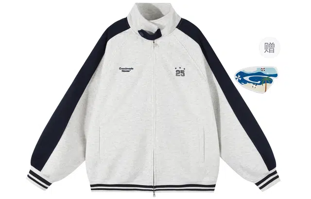 港仔文艺男 立领开衫插肩袖长袖夹克外套 男女同款