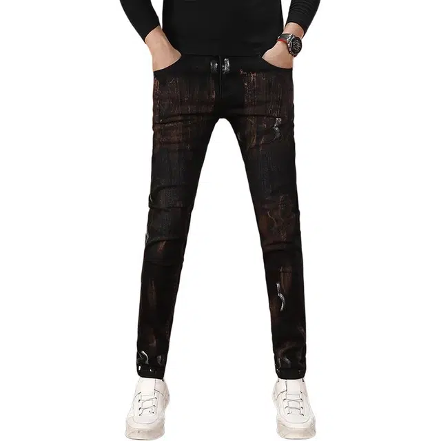 吉肯蒂 潮牌时尚弹力男士长裤百搭修身小脚裤男牛仔裤 男款