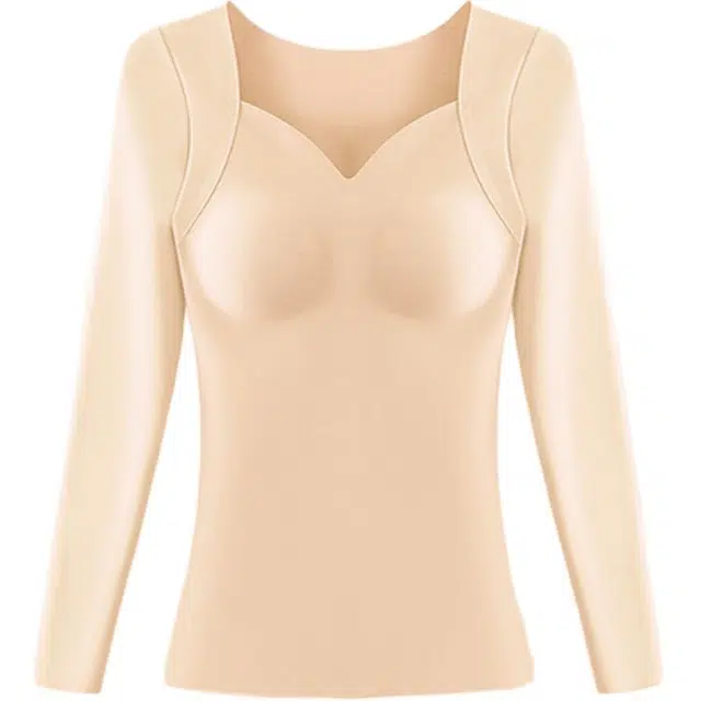 欧迪芬 内衣女士带胸垫舒适贴身塑形柔软透气无痕玻尿酸肌底衣打底衣秋衣冬季保暖上装 女款