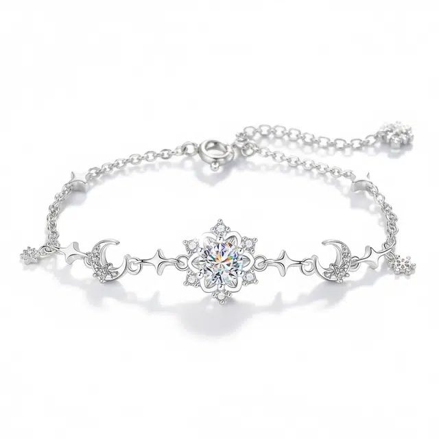 眰恦 雪花之恋 纯白恋人 时尚轻奢感 小众高级设计 唯美森系小清新 爆闪手饰#好运 琉璃 手链 女款