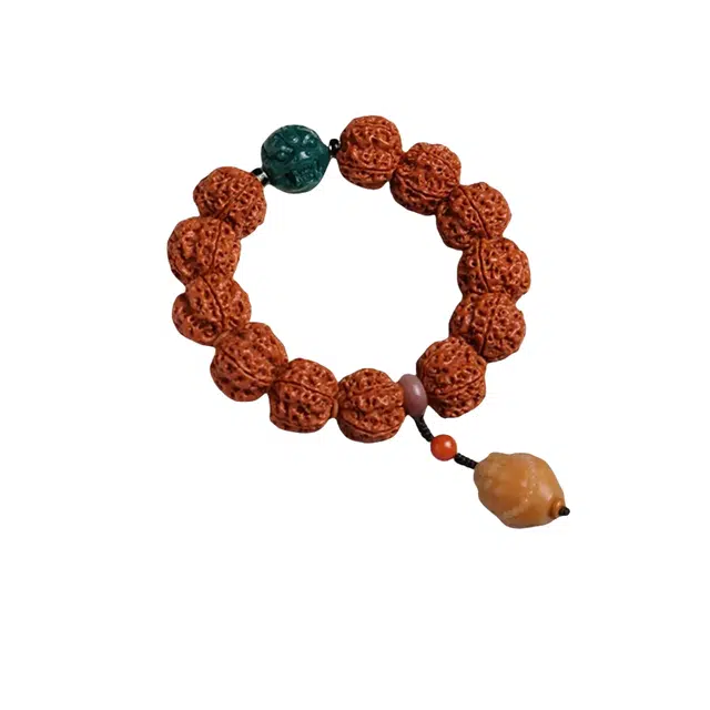 茂琼 八方来财多财多福好运连连中式精致复古盘玩原籽精品手持藏式文玩配饰貔貅佛手吊坠时尚潮流高级文玩念珠 金刚菩提 手串 男款