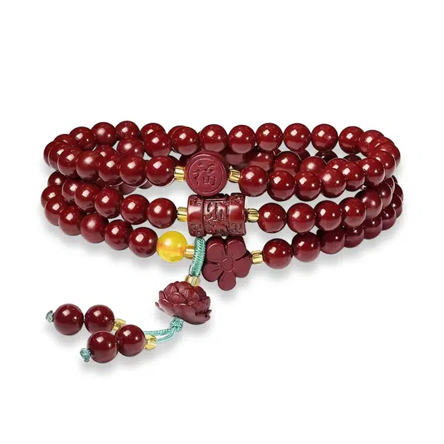 琛宬 【繁花似锦好运连连】招财纳福事业运爆棚多财多福转运珠新中式国潮莲花叠戴精致国风显白#好运 朱砂 手串 男女同款情侣款