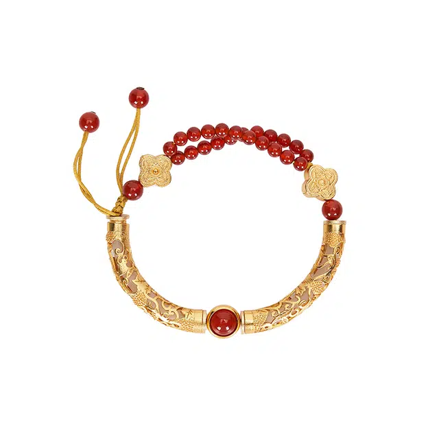 大英博物馆 东方梦境系列 国风 新中式 古韵 花丝镂空红#好运天然 玛瑙 手链 女款
