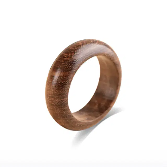 琉堇 新中式大气文玩扳指跑环#好运 檀木 戒指 男女同款情侣款