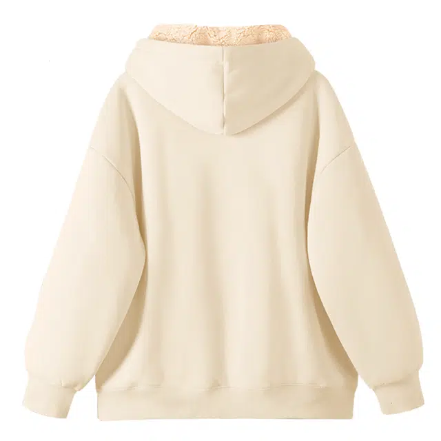 棉致 幸运蓝星纯色仿羊羔绒外套无性别主义秋冬季加绒开衫学生加厚棉上衣卫衣 男女同款