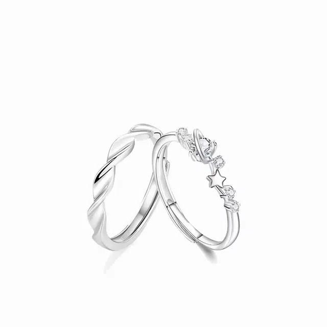 【恋爱约定|S999银】中国 银世城 爱恋星球对戒 开口可调节精致浪漫日常百搭 高级感清纯女大#好运 足银 戒指 男女同款情侣款 礼遇礼盒