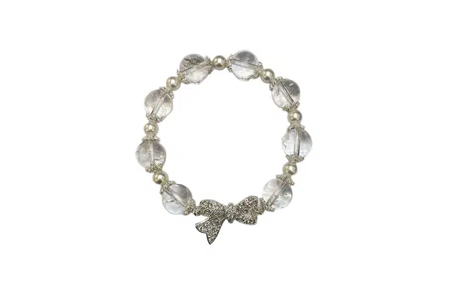 克拉日记 仿珍珠蝴蝶结春夏日韩仙气温柔小众轻奢气质高级感精致手饰招财平安好运礼盒装天然 白水晶 手串 女款