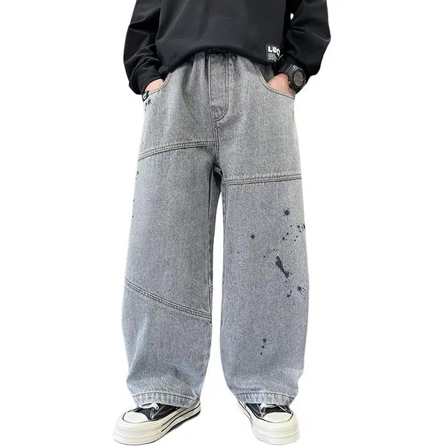 黑恐龙牛仔裤 男童秋季百搭舒适帅气长裤