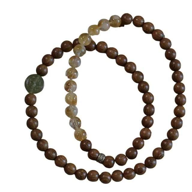 仙园韵 新中式国潮国风复古有钱有势佛珠运古风#好运 金丝檀木 手串 男女同款情侣款